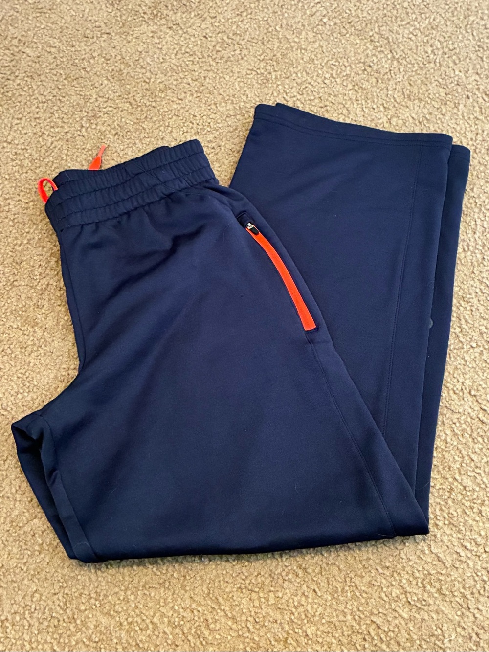 Champion Navy Sweatpants with Orange Zip Detail